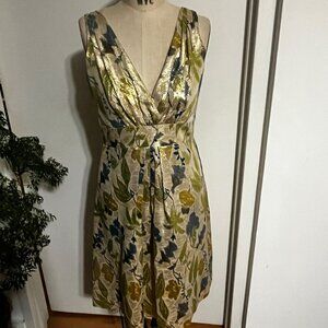 Vintage KALINKA for BERGDORF GOODMAN Silk Blend Metallic Cocktail/Holiday Dress